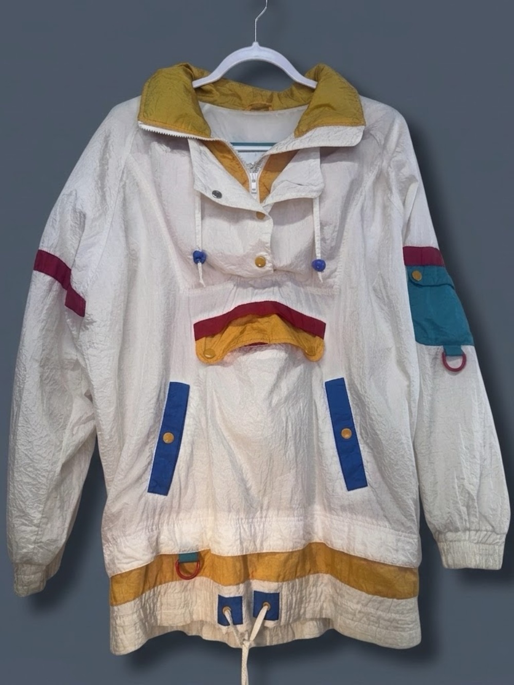 Venezia 80’s vintage size 14/16 White Colorblock Anorak windbreaker